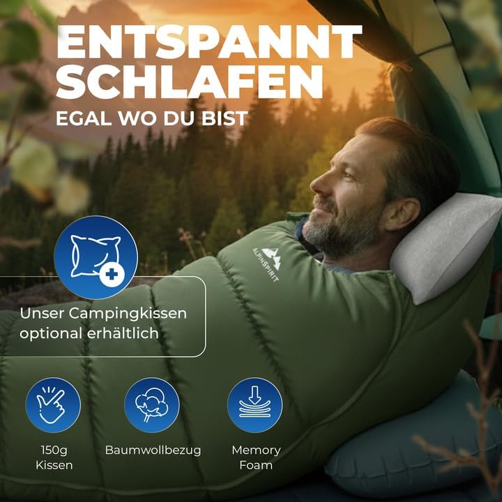 Schlafsack [Ultraleicht] 3 Jahreszeiten Sommer & Winter, kleines Packmass, Komfort, 210x75 cm, leich