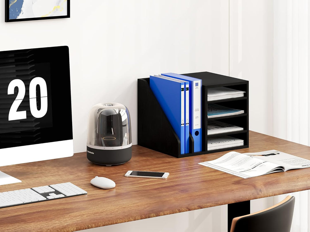 EasyPAG 6 Fächer Holz A4 Büro Schreibtisch Organizer Dokumentenhalter Aktenablage Zeitschriftenhalte