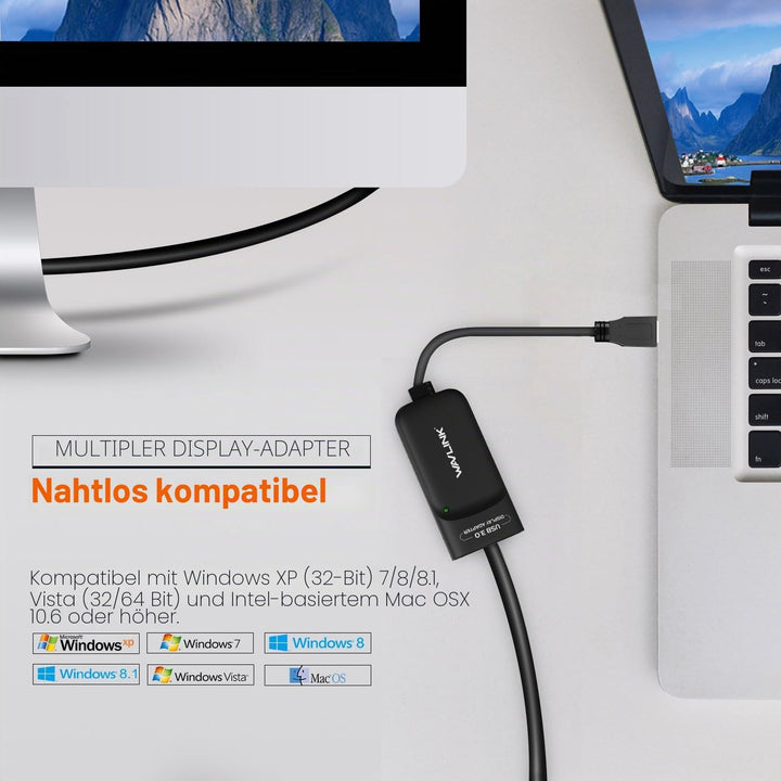 WAVLINK USB 3.0 zu HDMI Adapter Slim Externe Video Karte Display Monitor unterstützt 2048 × 1152 Auf
