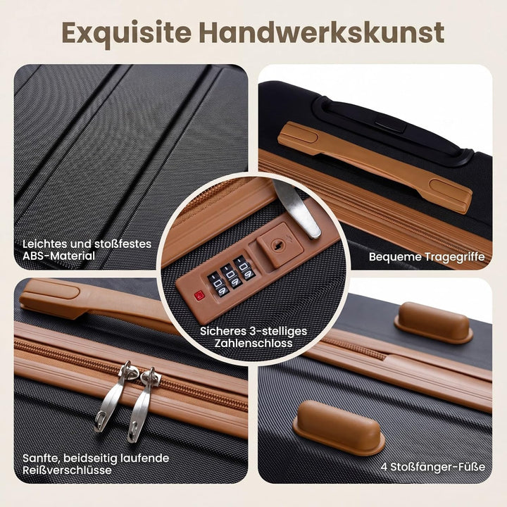 COSTWAY Kofferset 5 teilig Hartschale, Koffer Set mit1Reisetasche &amp; 1 Kulturbeutel, Reisekoffer mit