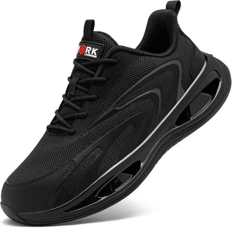 LARNMERN Arbeitsschuhe Herren Sicherheitsschuhe Leichte Stahlkappenschuhe Bequeme Antishock Atmungsa
