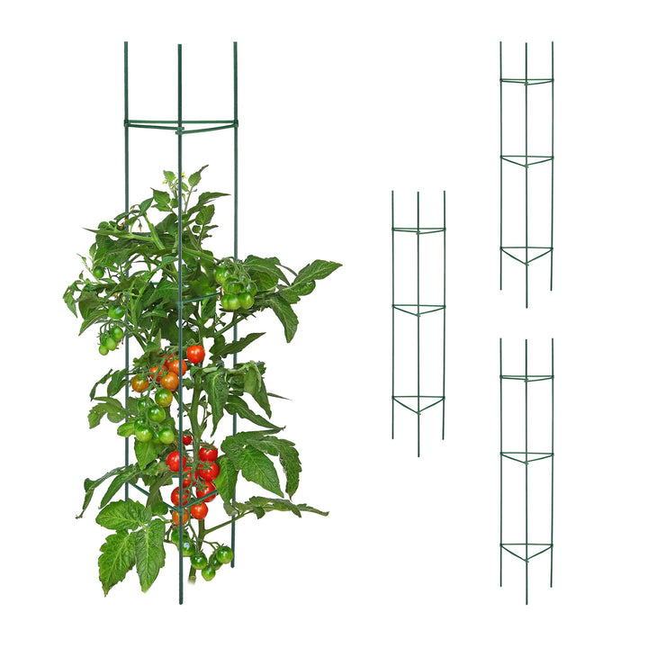 Relaxdays Rankhilfe, 4er Set, HxBxT: 150 x 32 x 32 cm, Blumen & Nutzpflanzen, Metall & Kunststoff, P