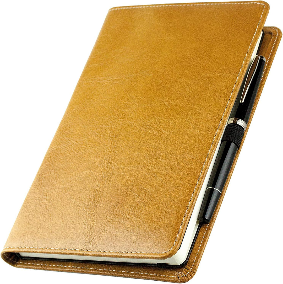 DELMON VARONE - Personalisierbares Notizbuch Etui DIN A5 aus Premium Vintage Anilin Leder braun, Bla