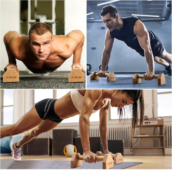 Liegestützgriffe Holz Parallettes Handstand Griffe für Calisthenics, Rutschfeste Push up Bars Joint-