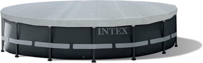Intex Sicherheitsleiter 28077, für Pools von 132 cm Höhe, grau & Deluxe Pool Cover - Poolabdeckplane