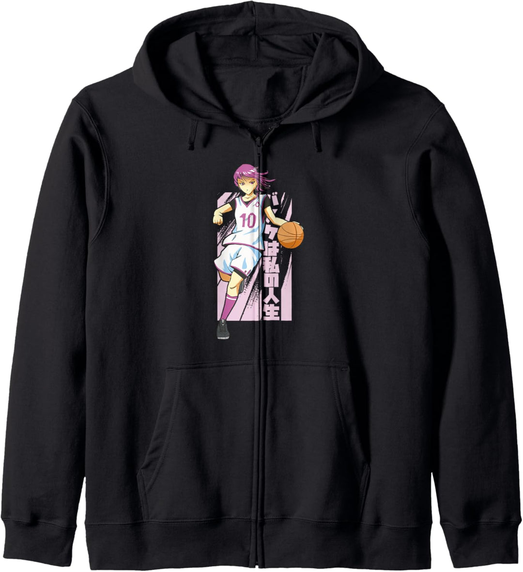 Anime-Mädchen mit Nummer 10, die Basketball spielt, coole Grafik Kapuzenjacke