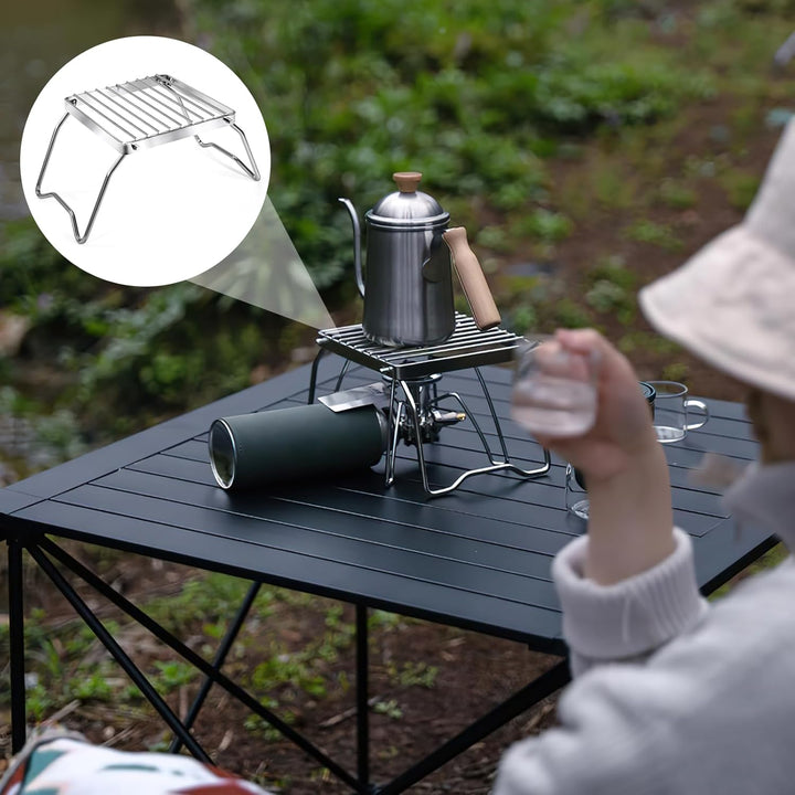 Klappbarer Campinggrill Tragbar Edelstahl Grillgitter Outdoor Grillrost mit Tragetasche Lagerfeuer-G