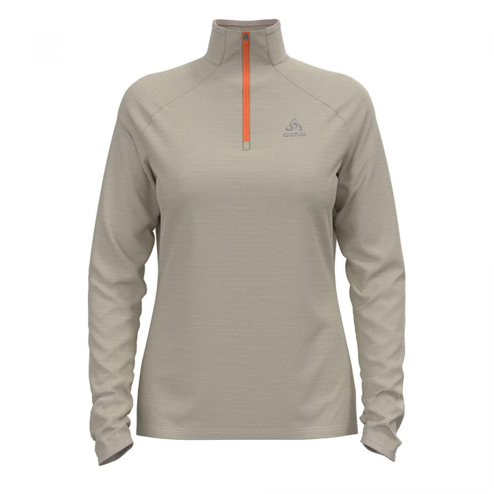 Odlo Damen Laufoberteil mit Reissverschluss Run Easy WARM S Silver Cloud Melange, S Silver Cloud Mel