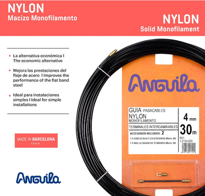 Anguila | Kabelführung | Auswechselbare Klemmen | Monofilament | Nylon | Schwarze Farbe | Durchmesse