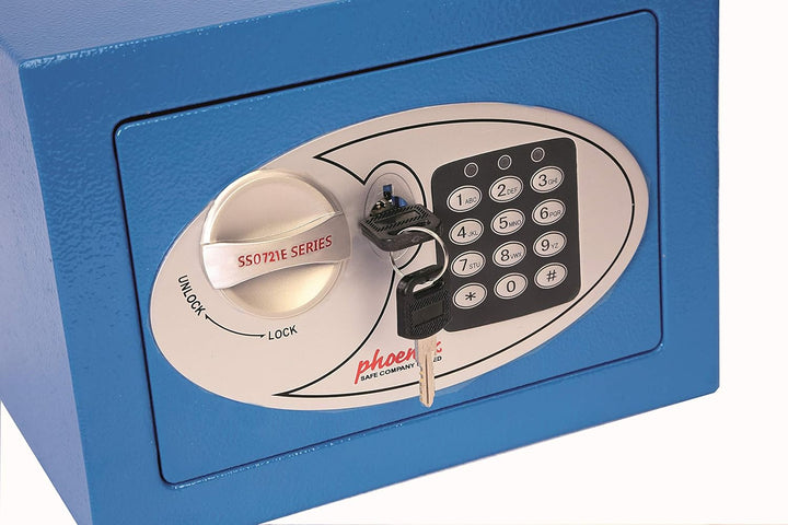 Phoenix SS0721EB Compact Home Office Minitresor Safe Möbeltresor, Blau HxBxT: 17 x 23 x 17 cm 3 kg