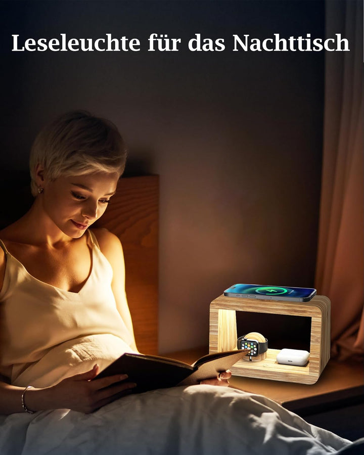 Kabellose Ladestation: 3-in-1 kabelloses Ladegerät mit Nachtlichtern – schnelle i Phone-Ladestation