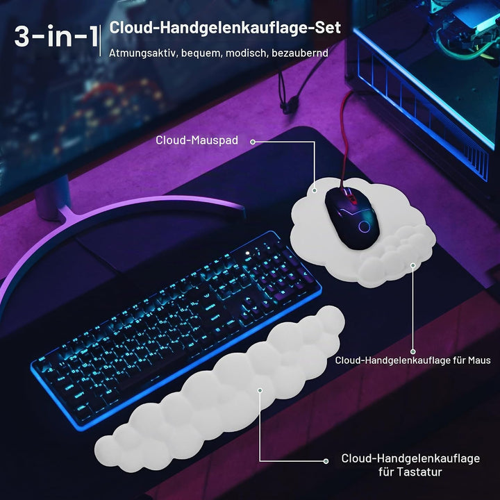 Handgelenkauflage für Tastatur &amp; Maus, Ergonomische Memory-Schaum Handballenauflage mit Rutschfester