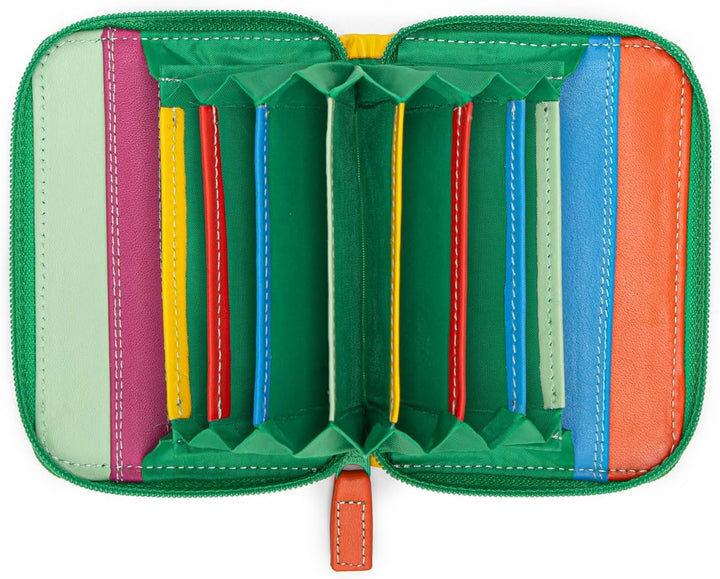 mywalit - Leder Damen Geldbörse - Zip Around Fan C/C Holder - 328-75 - Sangria Multi 29 PULGADAS Sic