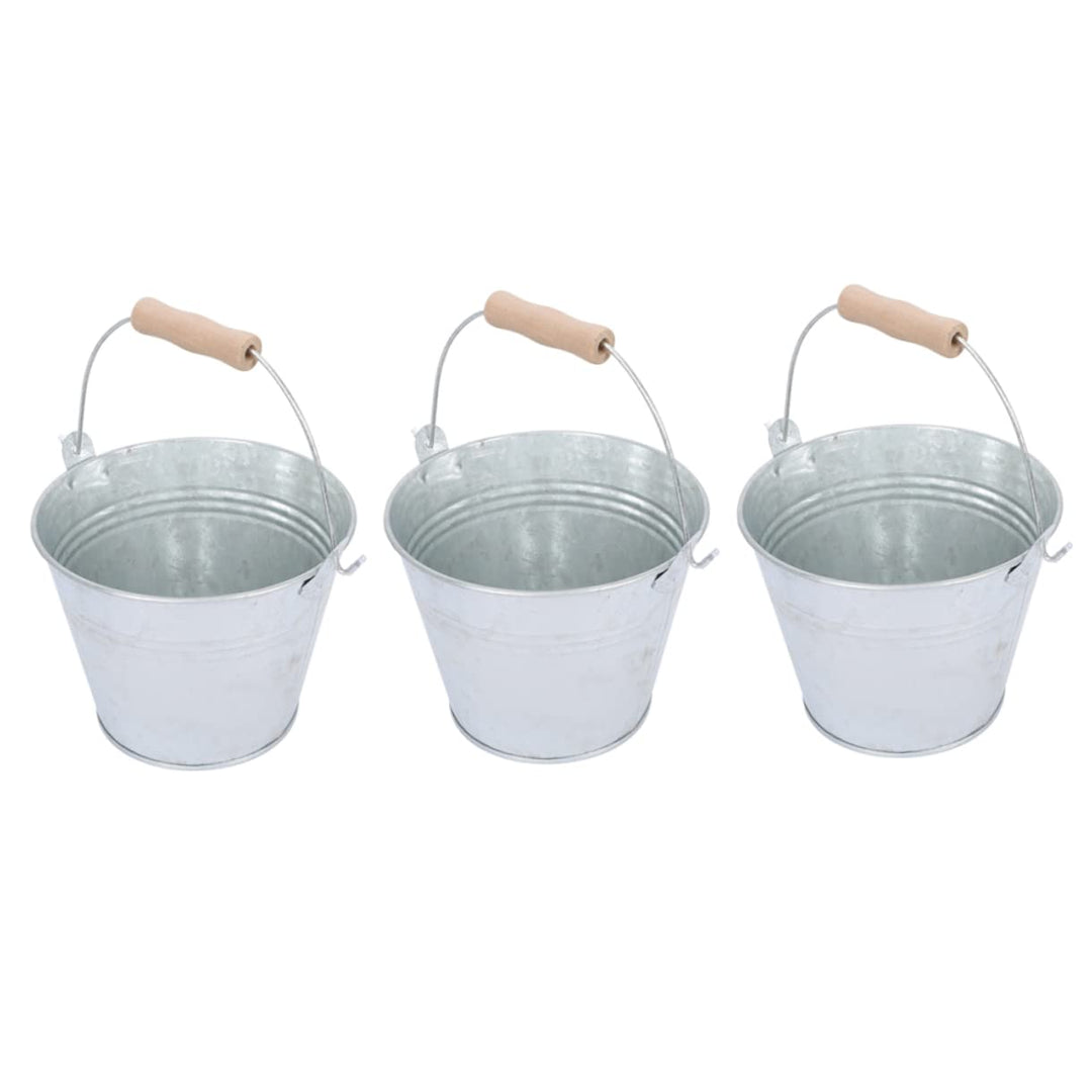 ibasenice Eiseneimer Set Mit Holzgriff 3 Stück 4.5L Kohleeimer Für Kaminofen Grill Und Feuerstelle V