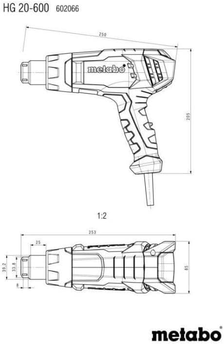 Metabo Heissluftgebläse HG 20-600 (602066000) Karton, Luftmenge: 150 / 300 / 500 l/min, Anzahl Luftm