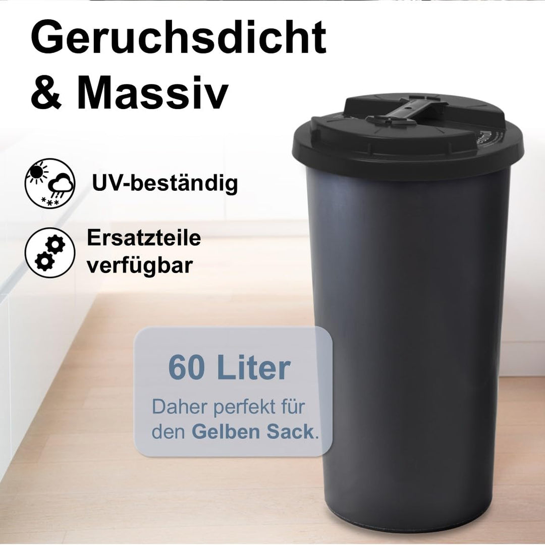 KUEFA BSC LA 60L Mülleimer, Müllsackständer, Gelber Sack Ständer, inkl. Klemm-Ring und Laserbeschrif