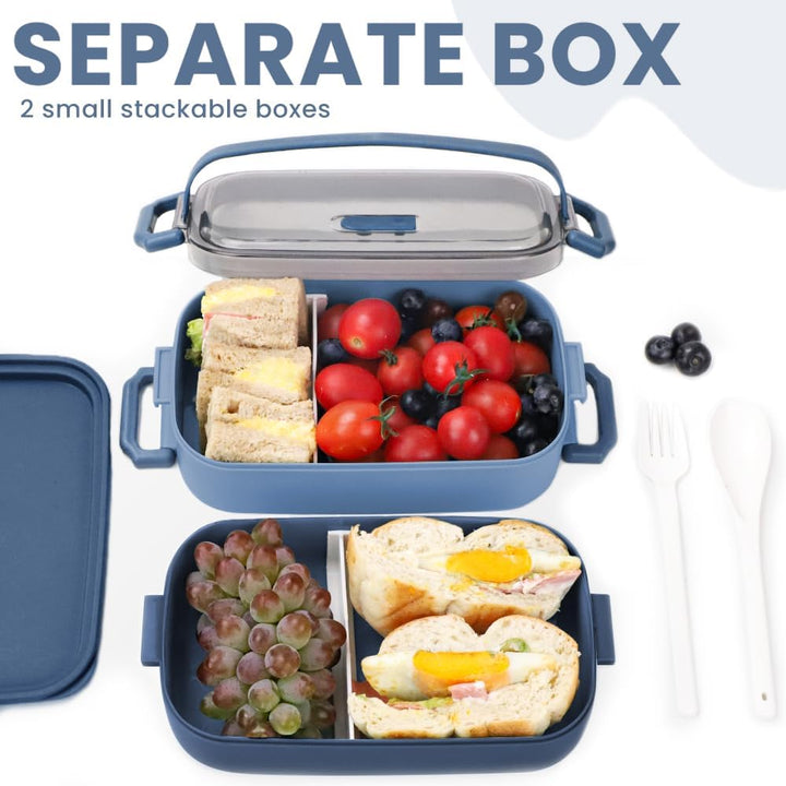 Bugucat Lunchbox 1600ML,2 in 1 Bento Box Brotdose Auslaufsicher Luftdichte Brotzeitbox mit Fächern u