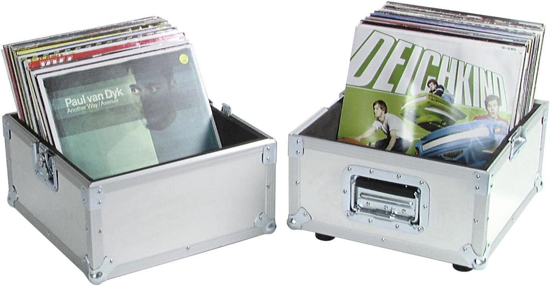 ROADINGER Platten-Case Profi ALU 50/50 glatt 100LPs | Platten-Case im Aluminiumgehäuse