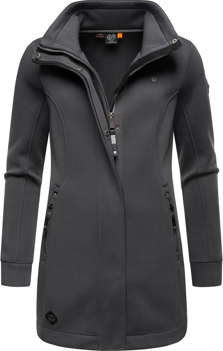 Ragwear Damen leichter Sweat-Übergangsmantel lang windabweisendl mit hohem Kragen Letrice Bonded XS-