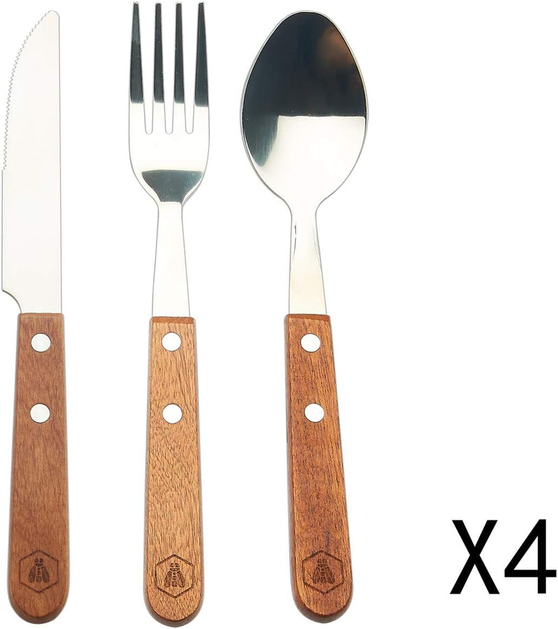 LAGUIOLE - Komplettes Picknick-Set - 18-teilig - Messer - Gabeln - Korkenzieher - Kiefernholzgriffe