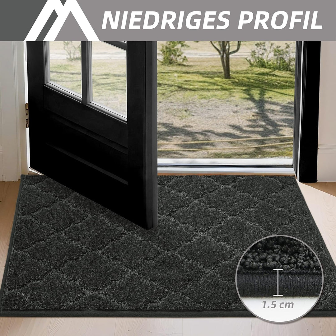 COSY HOMEER Fussmatte Innen 50 x 80 cm, Schmutzfangmatte Schwarz 50 x 80 cm (Rechteckig) Schwarz, 50