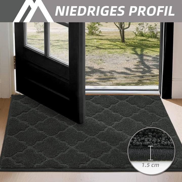 COSY HOMEER Fussmatte Innen 50 x 80 cm, Schmutzfangmatte Schwarz 50 x 80 cm (Rechteckig) Schwarz, 50