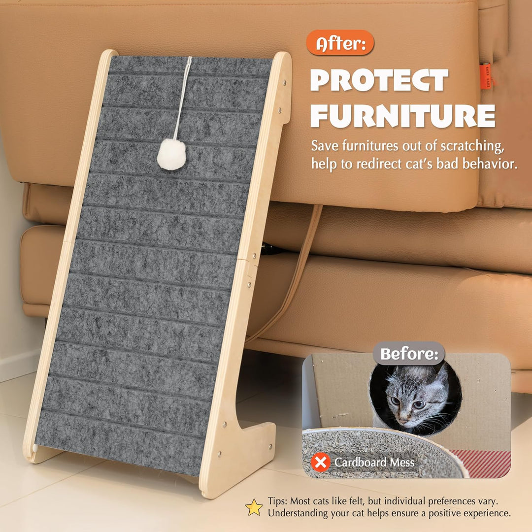 PETKARAY Filz Katzenkratzbrett in L-Form, Kratzmatte & Kratzrampe, Kratzsäule ohne Steckverbindung m