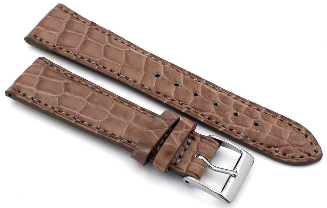 20mm XS Damenlänge Echt Alligator Vintage hangemacht in Deutschland Uhrenarmband Beige