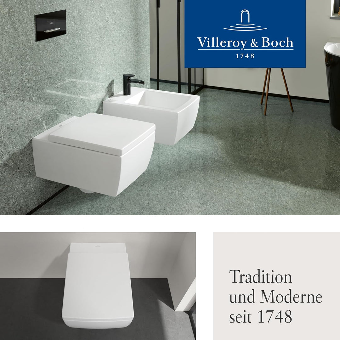 Villeroy & Boch WC-Sitz Memento 2.0 - Toilettendeckel Weiss glänzend mit Absenkautomatik - Abnehmbar