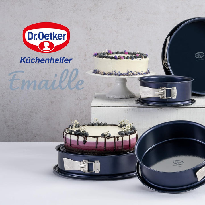 Dr. Oetker Springform Ø 28 cm Back-Liebe Emaille – Runde Backform mit schnitt- & kratzfestem Emaille
