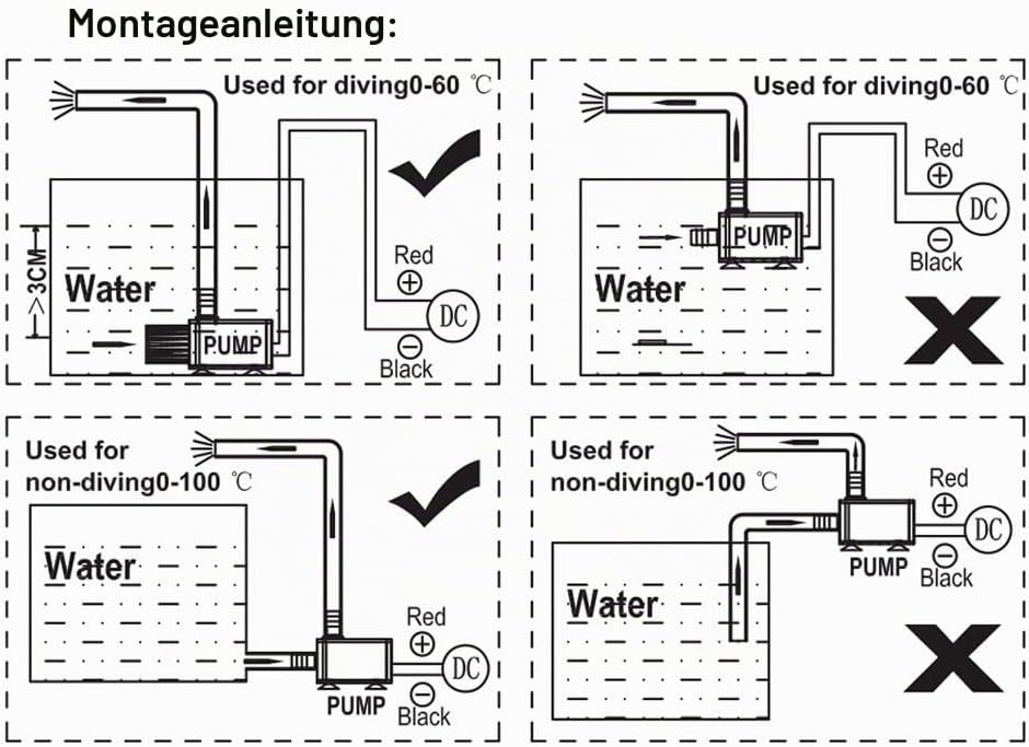 Decdeal USB Tauchpumpe Teichpumpe Aquarium Wasserpumpe für Teiche, Garten, Brunnen 2.4W / 4.8W Optio