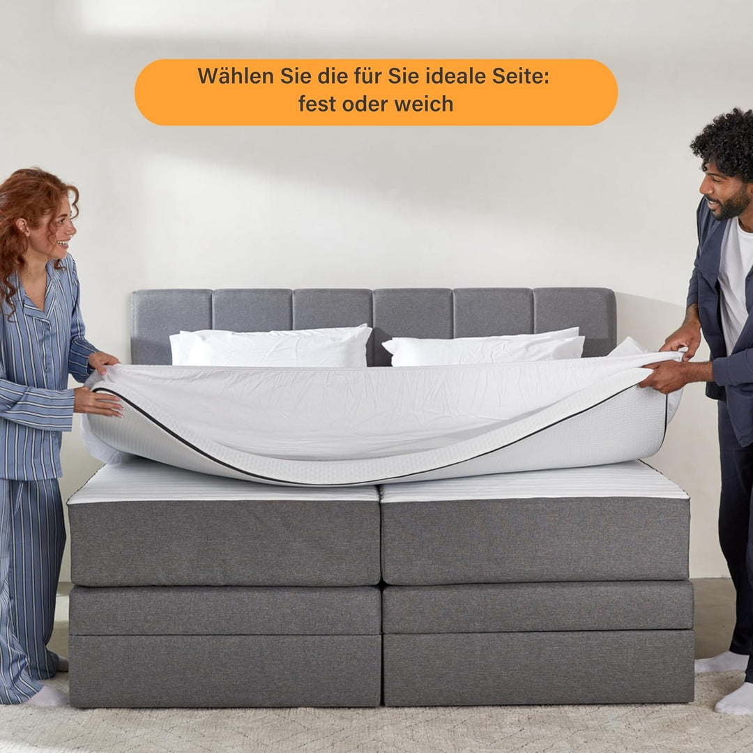 Emma Premium Matratzen Topper, 6cm dick, wendbarer HRX-Schaum für anpassbaren Komfort, Atmungsaktiv