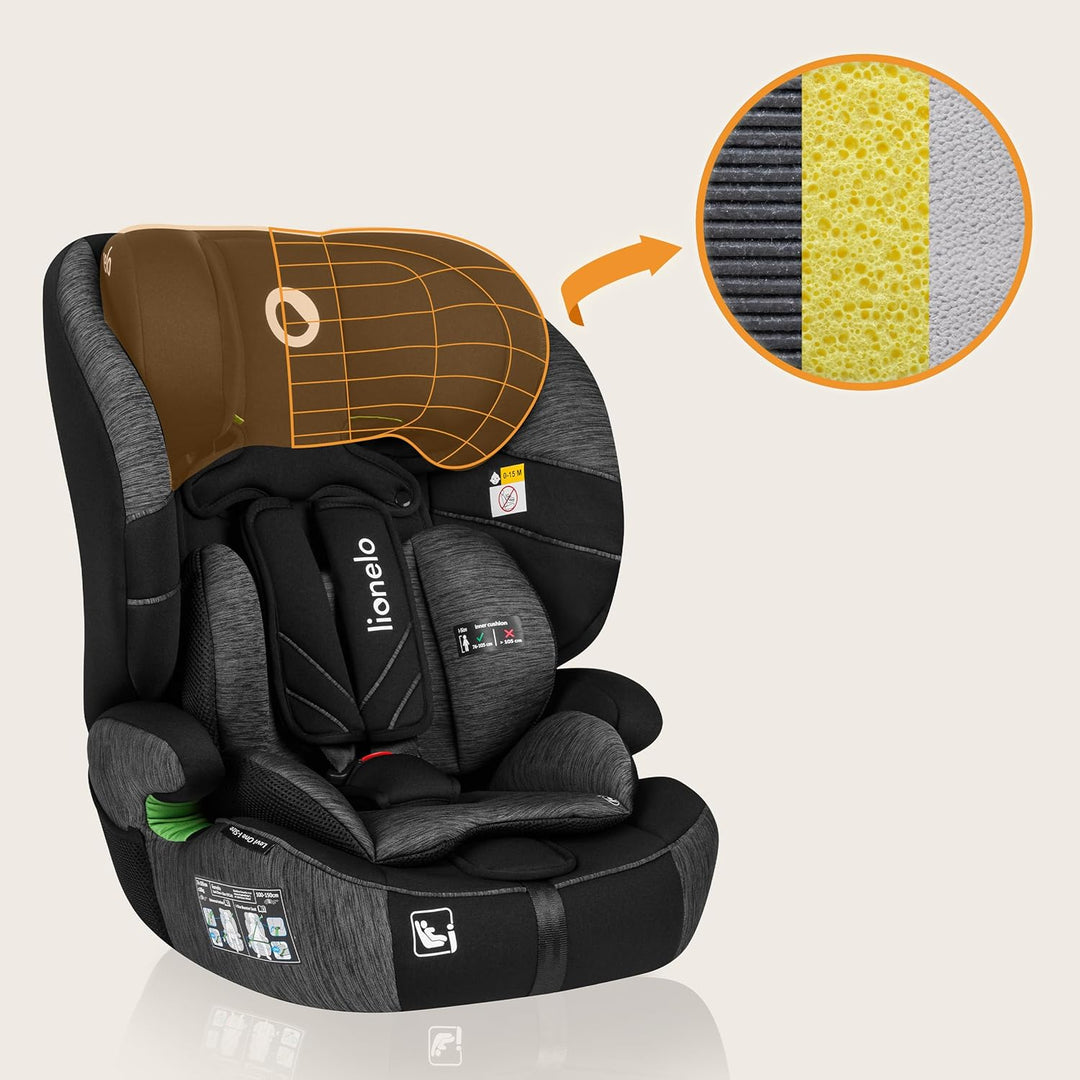 LIONELO LEVI ONE I-SIZE 76-150 cm Kinderautositz, Gruppe 1 2 3, Seitenschutz, 10 Grad Kopfstützenver