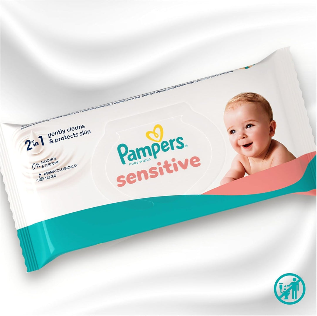 Pampers Sensitive Baby-Feuchttücher, 12 Packungen mit 80 Feuchttüchern = 960 Baby-Feuchttücher, 2-in