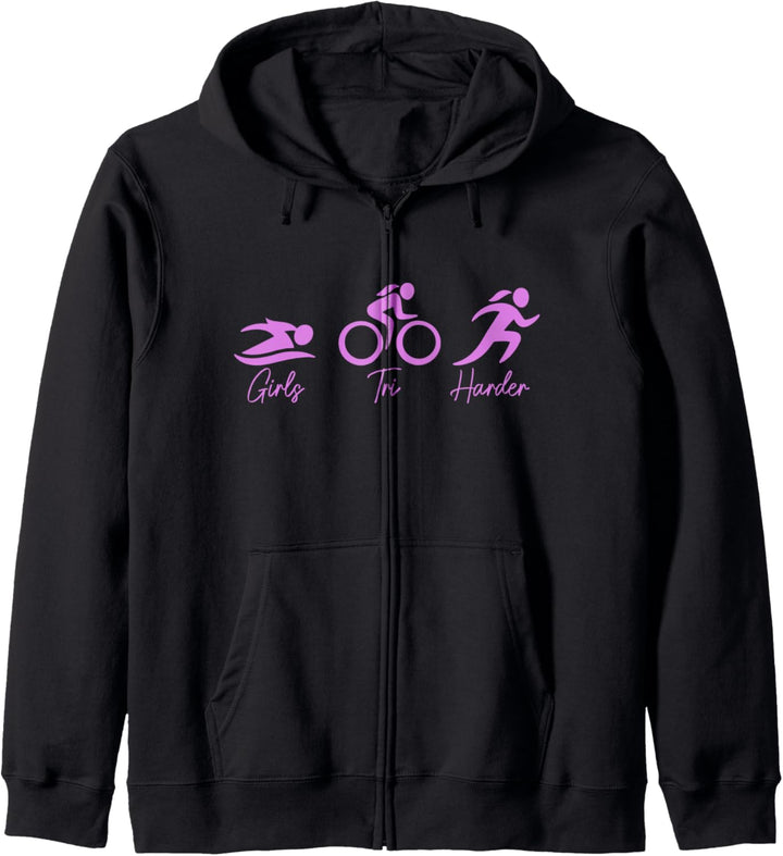 Triathlon Tri Harder Triathlon Mädchen Triathlete Kapuzenjacke