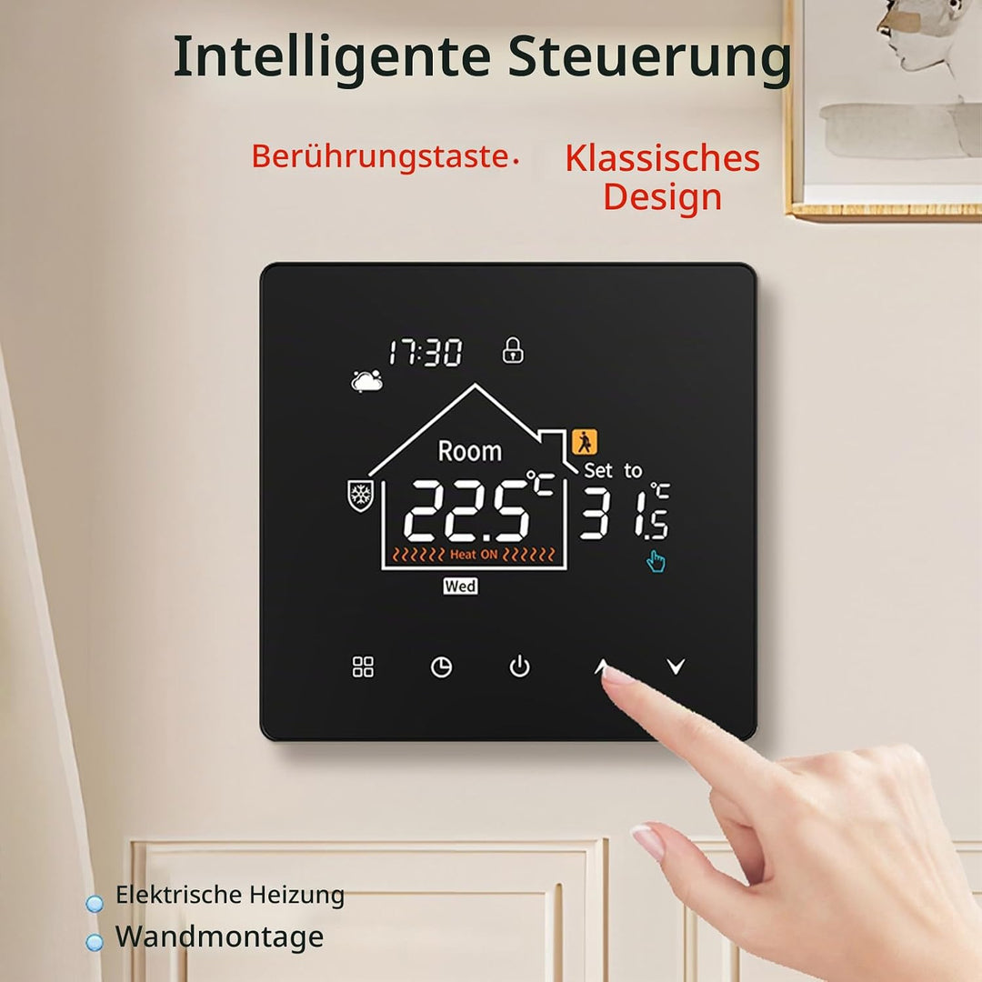 Irishom Smart Thermostat Electric Heating System Programmable Floor Temperature Controller for Home