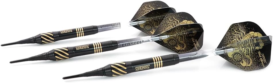 Cuesoul 16 Grams Deluxe Soft Tip Darts Set with Luxury Case（Black Scorpion Series） HX-STL-B2305+D602