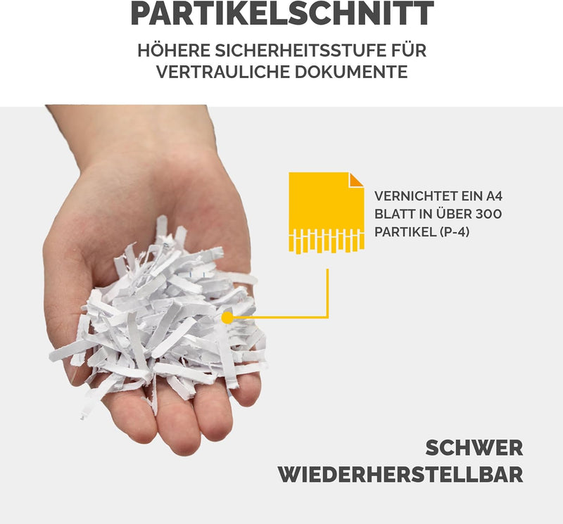 Fellowes Aktenvernichter, Papierschredder für 8 Blatt Partikelschnitt, Aktenvernichter P4, Schredder