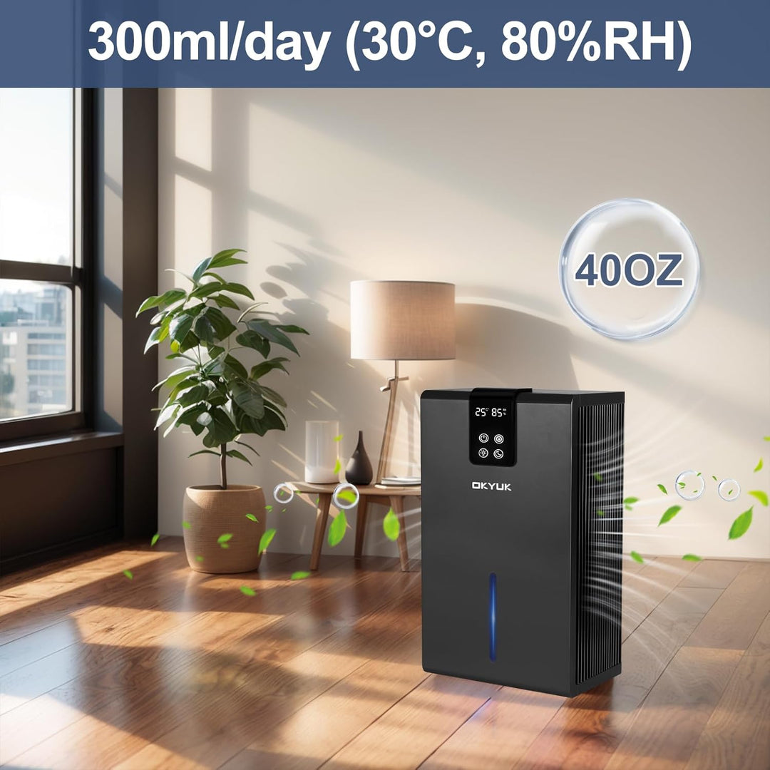 Luftentfeuchter Elektrisch 2700ml, Luftentfeuchter für Zuhause mit automatischer Abschaltung, 7-Farb