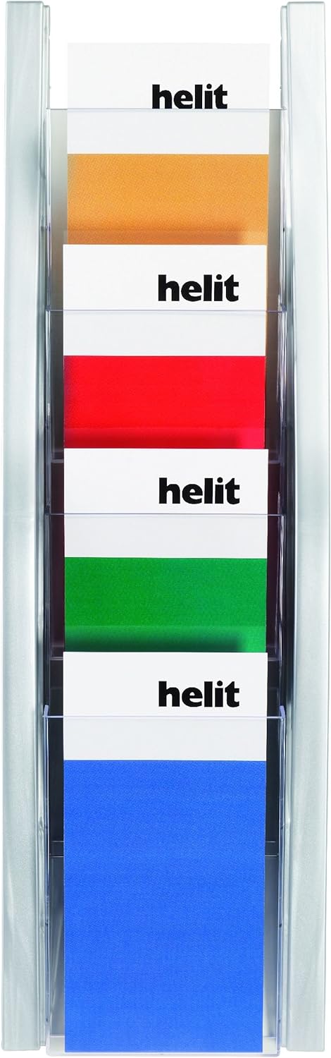 Helit H6270300 - Wandbogendisplay „the arc“ 4 x 1/3 DIN A4 hoch, silber, Silber