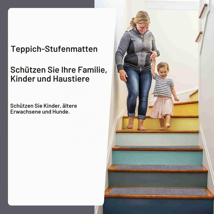 Arthome Teppich Treppenstufen Anti Rutsch Treppenteppich Teppiche 15 packen 20x76cm für Holztreppen,