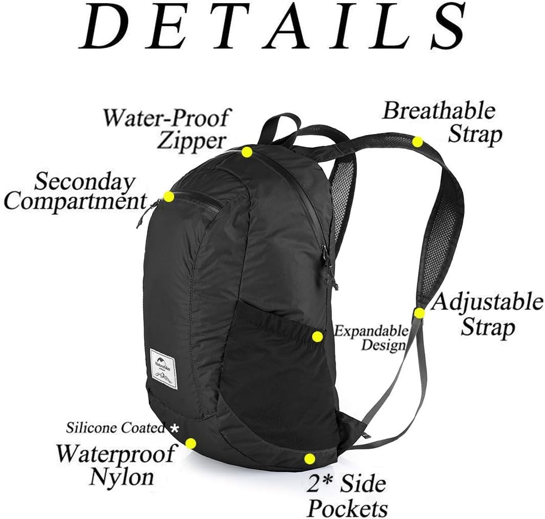 Naturehike Ultra Leichtes Packbar Wasserdicht Wandern Daypack, Kleiner Rucksack Dauerhaft Handliche