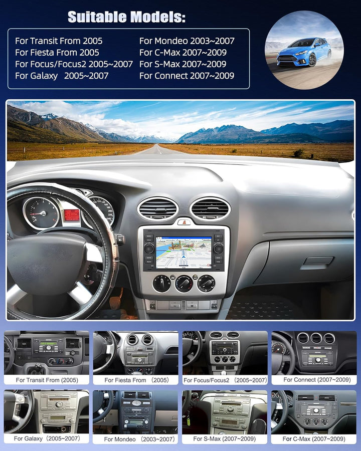 SIXWIN 2GB+64GB Android 13 Autoradio für Ford Fiesta C/S-MAX Transit Galaxy Connect Mondeo mit Carpl