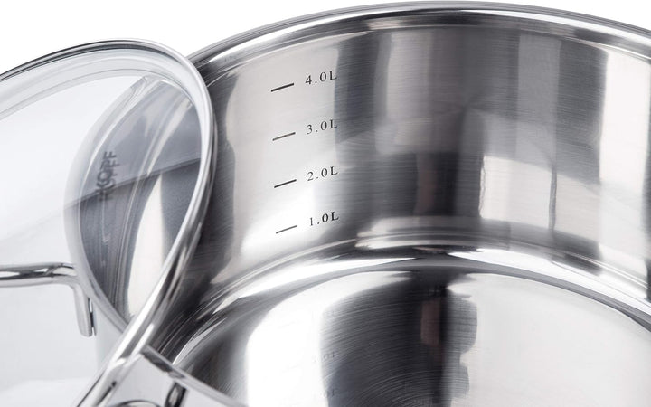 KOPF Fleischtopf Merkur (Topf Ø 24 cm) 4 Liter Kochtopf aus Edelstahl mit Literskala Fleischtopf Mer