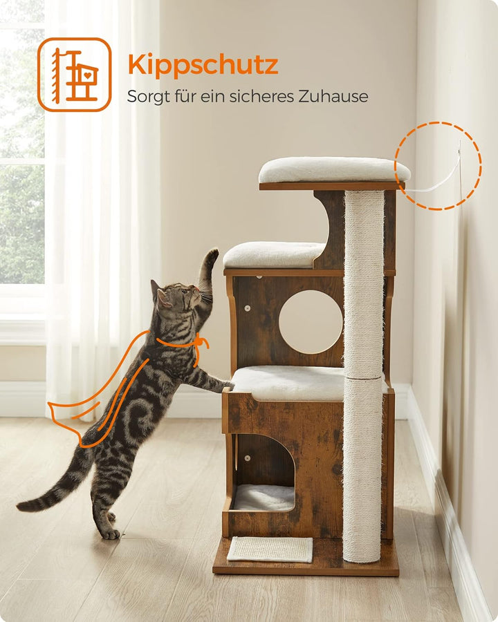 Feandrea Kratzbaum, 86 cm hoher Katzenbaum, Spanplatten-Katzenkratzbaum, mit Höhle, Liegeflächen, Sä