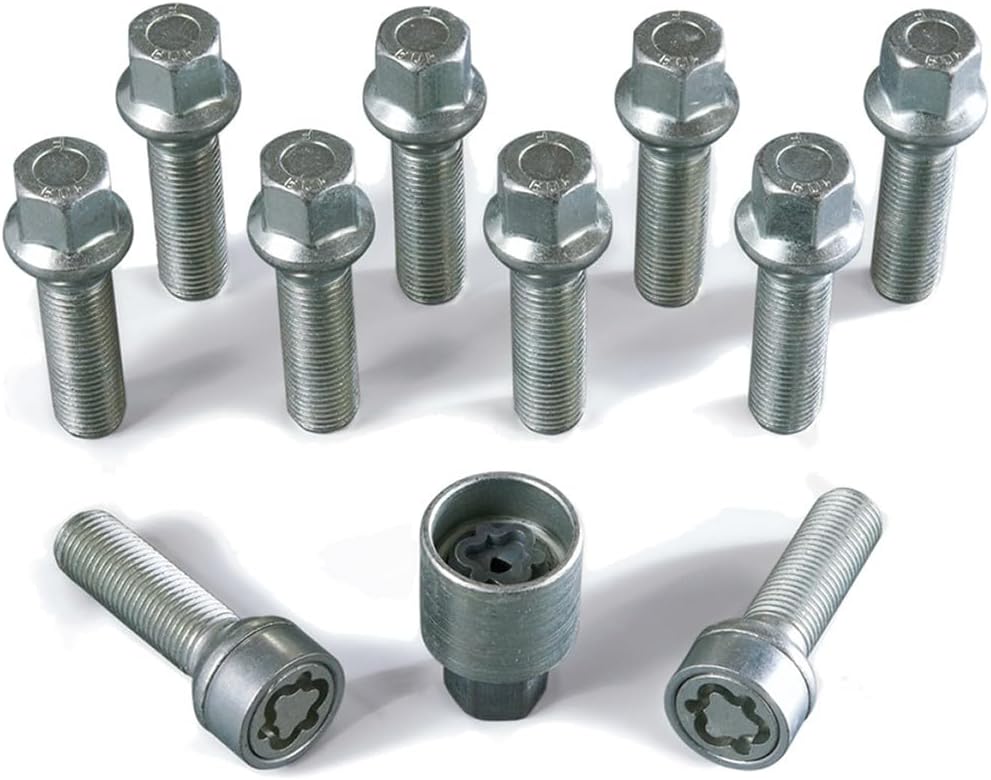 H&R Radschrauben Satz Kugelbund R13 M14x1.50 - Länge 47mm - 10 Stück z.B. kompatibel mit Audi, Seat,