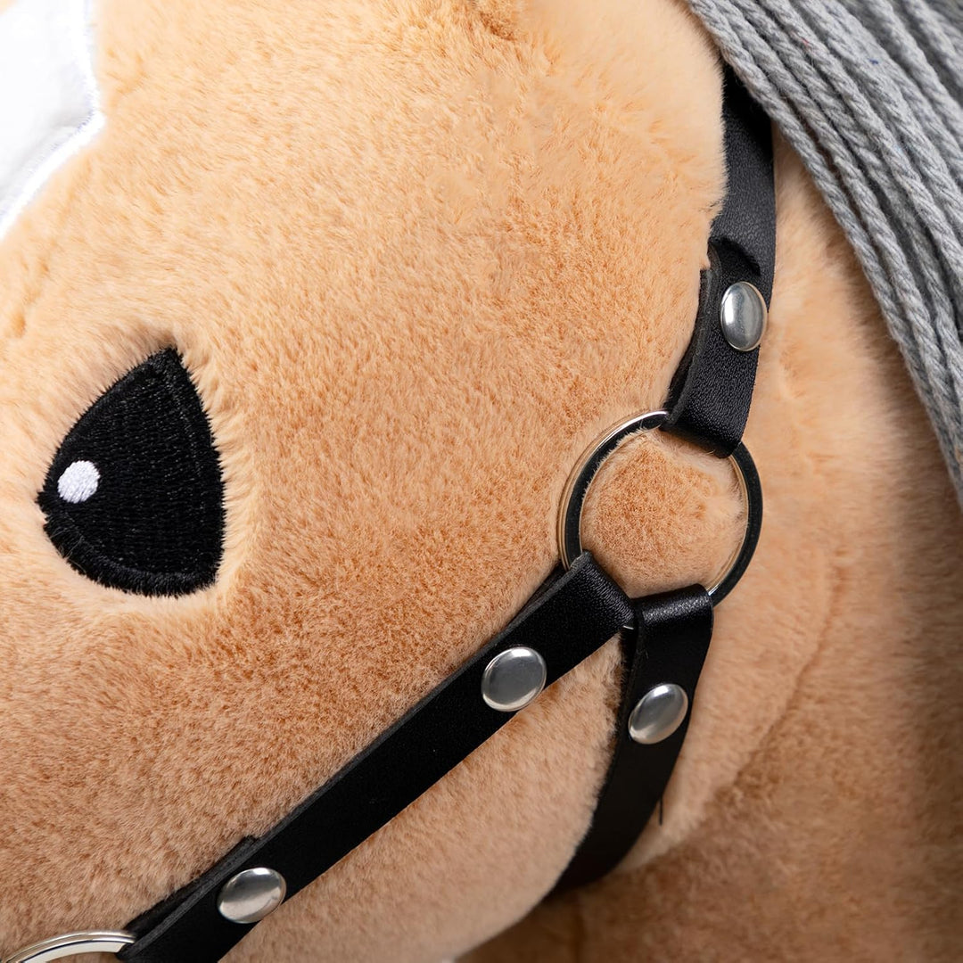BEJOY Steckenpferd Spielzeug Pferd, Hobby Horse Holzpferd Plüschpferd zum Reiten für Kinder mit Half