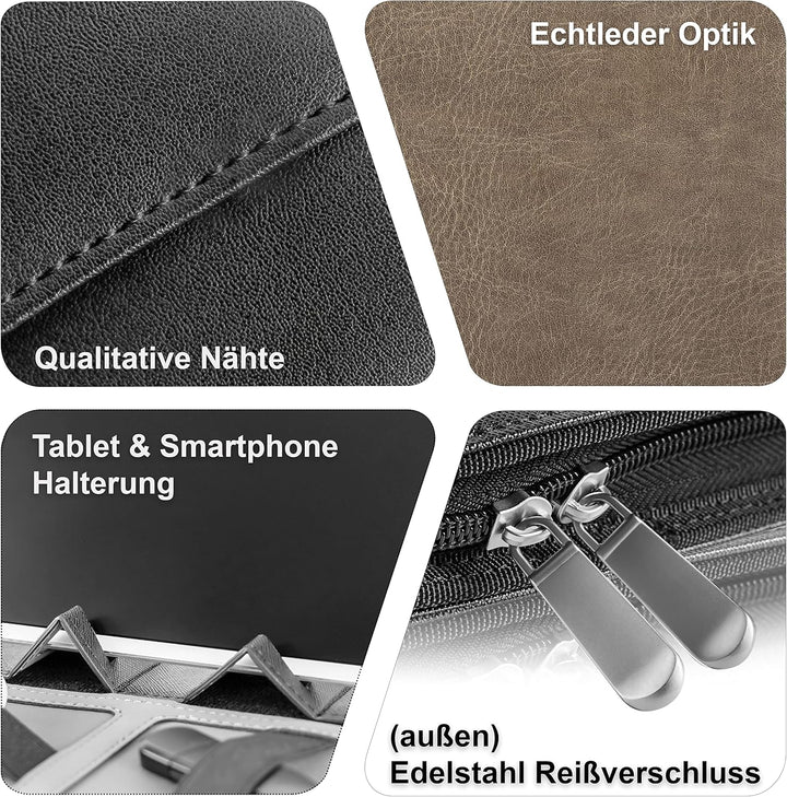 Business Schreibmappe A4 'Eagle' - Hochwertige Dokumentenmappe mit Tablet Halterung - inkl. Kreditka