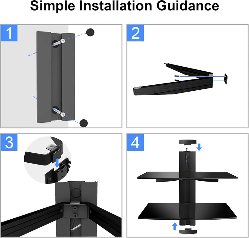 suptek 2 Floating Regal Multimedia Wandregal TV Rack Wandhalterung Mit Verstärktem Gehärtetem Glasre