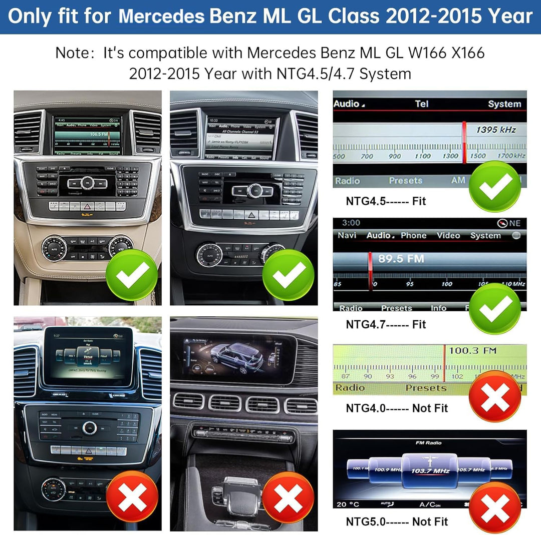 Road Top 12,3 Zoll Autoradio CarPlay für Mercedes Benz ML GL W166 X166 | mit NTG4.5/4.7 System (2012